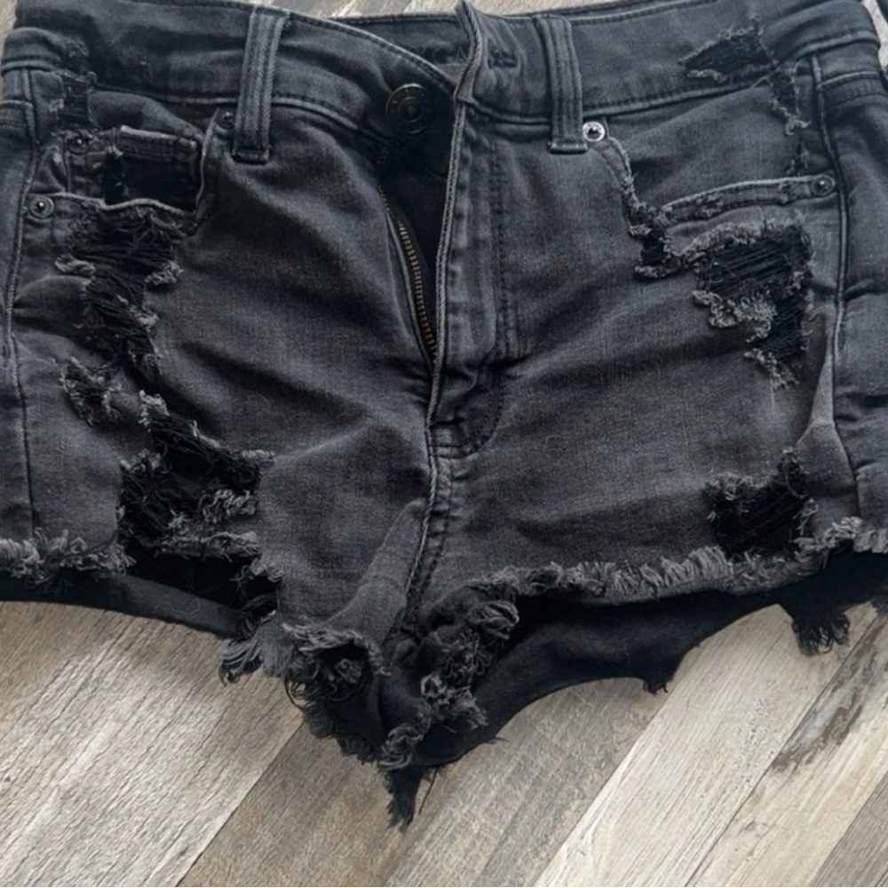 American Eagle Outfitters Black Distressed Denim Cutoff Shorts